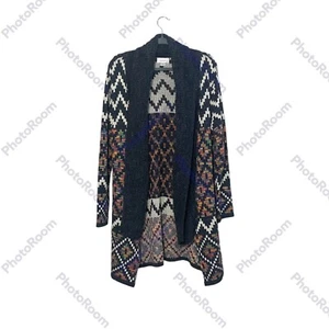 Kamana Damen mittellange offene Azteken Strickjacke Pullover Jacke Größe Medium - Bild 1 von 10