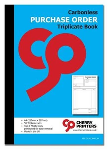 Cherry NCR Purchase Order PO Triplicate Book A4 (210mm x 297mm) 50 sets - Picture 1 of 5