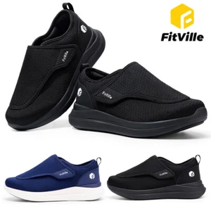 FitVille Diabetic Shoes Men Extra Wide Slip-On Shoes Swollen Feet Pain Relief - Picture 1 of 29