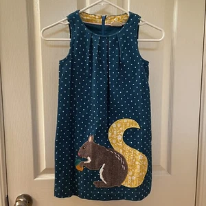 Mini Boden Squirrel Applique Corduroy Jumper Dress Girls Size 6-7 years - Picture 1 of 8