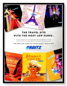 Pósters de revista impresa vintage 2002 para visitar el sitio web de viajes Orbitz - Imagen 1 de 2
