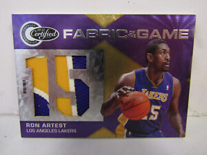 2010-11 Panini Certified Ron Artest Fabric Of the Game 3 Color game Patch /25