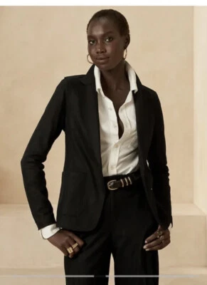 Blazer Banana Republic Unstructured 2P 2 petite | Chaqueta de lana negra #774065 Foto 1 de 4