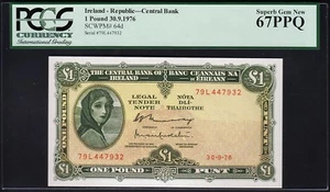 Ireland Republic, 1 Pound 1976, PCGS 67, Superb Gem New (UNC),PPQ, P-64d - Picture 1 of 2
