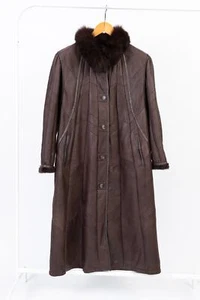 Christ Long Women's Lightweight Brown Lambskin Shearling Coat, Size L - Picture 1 of 5