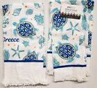 SET OF 2 SAME PRINTED TOWELS (15" x 25") SEALIFE,SEA SHELLS,TURTLES IN GREECE,AM