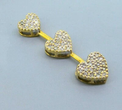 .46 ctw Diamonds 10k Yellow Gold Pave Past Present Future Heart Pendant - Image 1 of 4