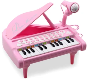 Baoli Electronic 24 Keys Little Grand Piano Toy Set with Microphone, Pink - Picture 1 of 7