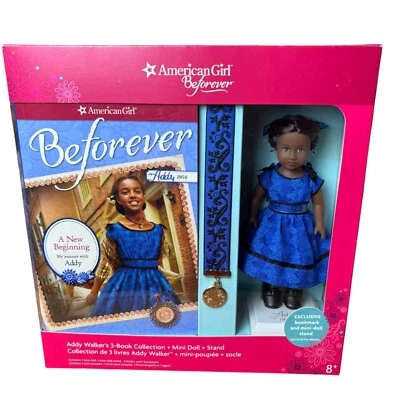 NEW 2015 American Girl Addy Mini Doll  Stand 3 Book Set Beforever - Image 1 of 4