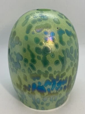 Pendant Light Art Glass Shade Cased Glass Green Blue Opalescent Opaque - Image 1 of 4