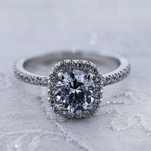 1.50 Ct Round Cut Lab Created Diamond Engagement Solitaire 14K Solid White Gold - Picture 1 of 9