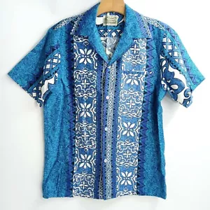 Island Casuals Hawaiihemd Herren Medium Vintage 60er blau Tribal - Bild 1 von 9