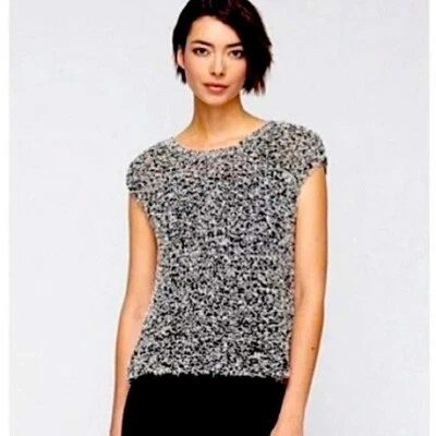 ALICE + OLIVIA статический металлический трикотажный топ в черный размер S - Изображение 1 из 4