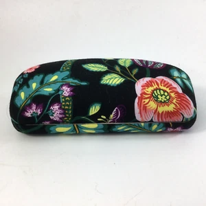 Vera Bradley Floral Eyeglass Hard Case Clamshell Black Pink Green Medium - Picture 1 of 4