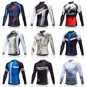 Men's Winter Cycling Jersey Long Sleeve Thermal Cycling Jacket Bike Shirt Top - Picture 1 of 21