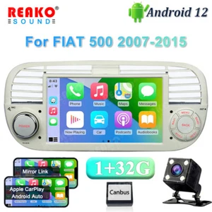 For Apple Carplay For Fiat 500 2007-2015 Car Radio Android 12.0 GPS BT WIFI RDS - Picture 1 of 20