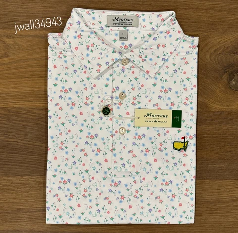 NEW 2023 Masters Peter Millar Men Azelea Caddie Performance Tech Golf Polo Shirt Cover