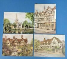 Set of 4 New Stratford Upon Avon Art Postcards by Pat Bell, Postcrossing