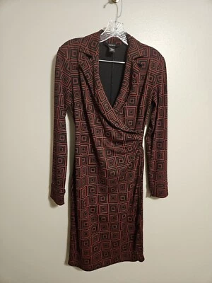 Express женщин искусственного надежном V шеи геометрический принт карьера носить платье размер 3/4 - Изображение 1 из 4