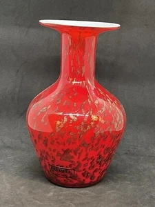 Dale Tiffany Favrile Ruby Red Gold Sparkle Art Glass Vase - Picture 1 of 8