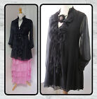 BNWT, QUIRKY, LAGENLOOK, BLACK, SILK, FRILL/RUFFLE FRONT, TUNIC BLOUSE