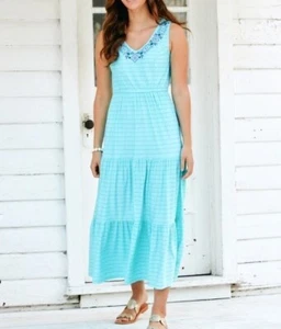 CABANA LIFE Naples Embroidered Tiered Maxi Dress/Cover-up LARGE (10-12) nwt $146 - Picture 1 of 10