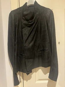 rick owens women washed leather black Jacket 14 Uk very good condition - Picture 1 of 16