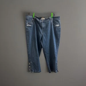 Faded Glory Damen Jeans Größe 26 W Blau High Rise Wide Leg mit Druckknöpfen Dark Wash - Bild 1 von 18
