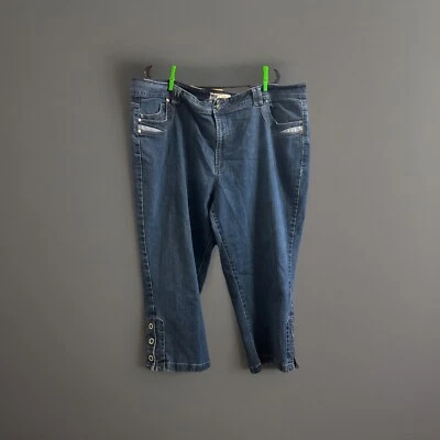 Faded Glory Womens Jeans Size 26W Blue High Rise Wide Leg With Snaps Dark Wash  - Image 1 of 4