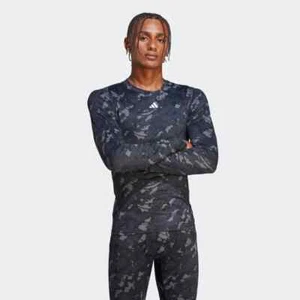 Man's Clothing adidas Techfit Allover Print Training Long Sleeve Tee XL Black - Picture 1 of 6