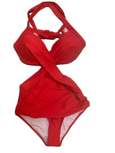 Womens Red One Piece Sexy Swimsuit Size Medium Bathing Suit - Picture 1 of 5