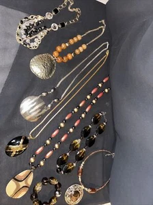 Vintage High End Costume Jewelry Lot Multi-Colored 7 Necklace 1 Bracelet - Picture 1 of 12