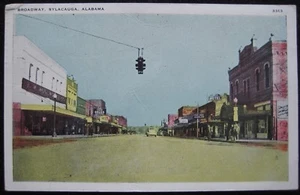 Sylacauga AL Broadway Street View Hotel Drugstore Jeweler Cafe, Alabama Postcard - Picture 1 of 2