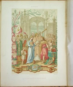 Edad Media y Renacimiento 1890 Estampado religioso francés, ángel, litografía de color - Imagen 1 de 1