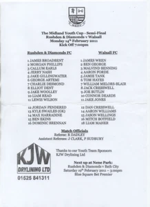 Saddlers : Rushden & Diamonds v Walsall 2011 2010/11 Midland Youth Cup Semi - Picture 1 of 1