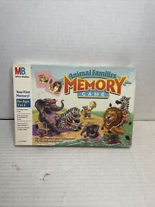 ANIMAL FAMILIES Memory Game Vintage Milton Bradley MB 1990 COMPLETE.  40