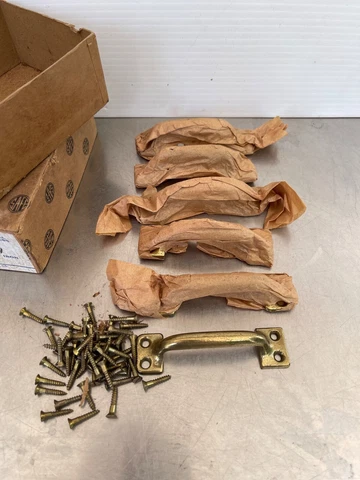 NOS Lot of 6 Safe Bar Sash lifts Dull Brass Iron vintage window  Sash Lifts 1090 Cover