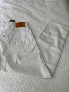 Levi's 501 Original Fit Mens White Denim Jeans 40x32 Straight Leg Button Fly - Picture 1 of 7