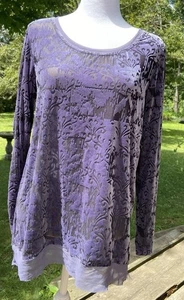 Simply Vera Wang lila Samt Ausbrenner Bluse Gr. Large Whimsigoth Witchy Büro - Bild 1 von 17