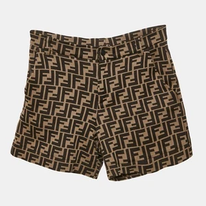 Fendi Kids Brown Zucca Pattern Jacquard Knit Shorts 10 Yrs - Picture 1 of 5