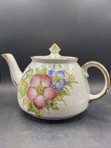Gibsons Staffordshire English Teapot Floral Gold Trim - Picture 1 of 15