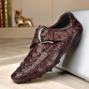 Men's Leather High-end British Fashion Leather Summer Loafers Shoes - Picture 1 of 8