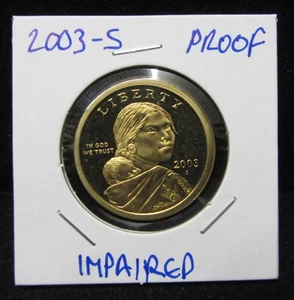 2003-S CAMEO PROOF SACAGAWEA DOLLAR  - IMPAIRED - FREE SHIPPING - Picture 1 of 3
