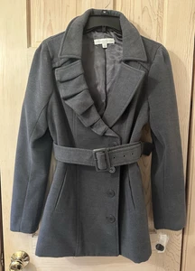 New York & Co NY&C Women’s Gray Dressy Stylish Belted Winter PeaCoat Coat Sz L - Picture 1 of 19
