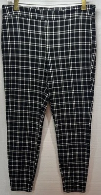 Calça Nanette Lepore Feminina Média Preta Branca Xadrez Ajuste Cônico Academia Carreira - Imagem 1 de 4