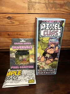 GamerSupps Metall Waifu Cup Creator Kanne: Silvervale Pixel mit 4 Untersetzern!! - Bild 1 von 8