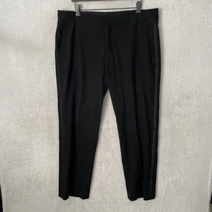JF J.Ferrar Mens Dress Pants Solid Black 38 30 Slim 4Cotton Blend Clip Pockets - Picture 1 of 10