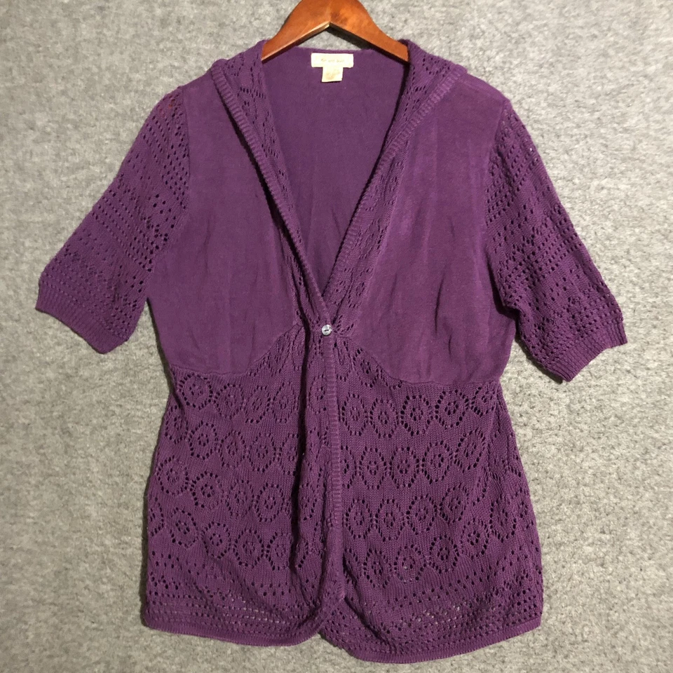 Cárdigan Suéter Art and Soul Para Mujer Grande Púrpura Con Capucha Manga Corta Whimsigoth Foto 1 de 4