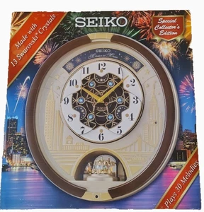 Seiko Melodies in Motion Collectors Clock 13 Swarovski Crystal Plays 30 Melodies - Picture 1 of 3