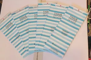 Lot Of 6 Packs Of Turquiose Stripe Tissue Paper- 36 Sheets Total - Picture 1 of 1